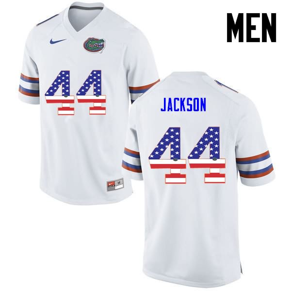 NCAA Florida Gators Rayshad Jackson Men's #44 USA Flag Fashion Nike White Stitched Authentic College Football Jersey VXE6464VV